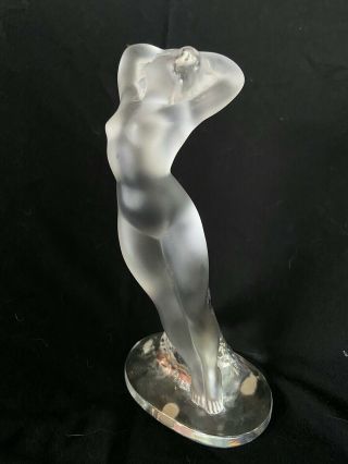 Lalique Frosted Crystal Nude Dancer,  Arms Up,  Danseuse Bras En Haut,  9 1/4 "