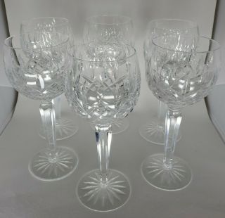Waterford Crystal Ireland Lismore Set Of 6 Wine Hock Goblets 4