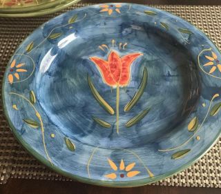 Certified International Susan Winget Savannah Flower Blue Dinner Plate 11 " (2)