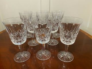 Set Of 8 Vintage Waterford Crystal Lismore Water Wine Goblets Glasses 6 - 7/8 "