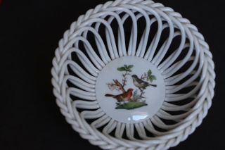 Hungarian Herend Rothschild Bird Woven Basket Dish 7371/RO 2