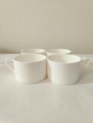 Set Of Fitz & Floyd Nevaeh White Bone China Large Flat Bottomed Coffee Cups Mugs