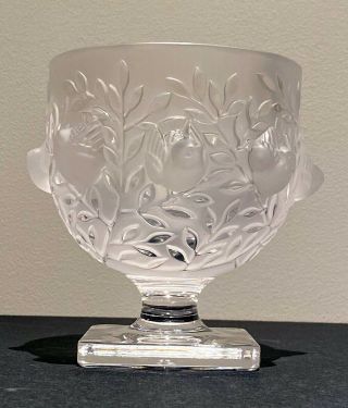 Lalique Crystal Elizabeth Sparrow Footed Bowl Vase