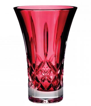 Waterford Lismore Crimson Flared 8 " Vase Colour Me Red Crystal 160568