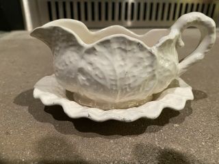 Gourmet Ware White Cabbage Creamer With Dish Shorter&son Stoke On Trent England