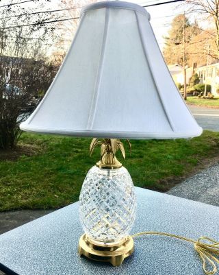 Waterford Crystal And Brass Pineapple Lamp With Shade