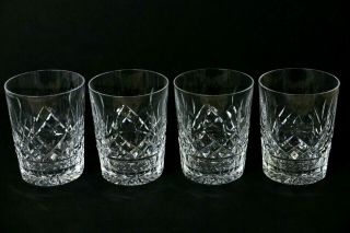4 Waterford Lismore Crystal Double Old Fashioned Tumbler Glasses 4 3/8 " Vintage