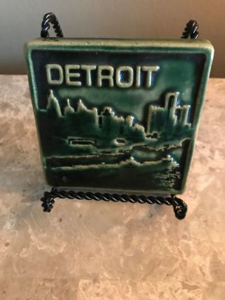 Pewabic Pottery Art Tile Detroit Skyline 2000