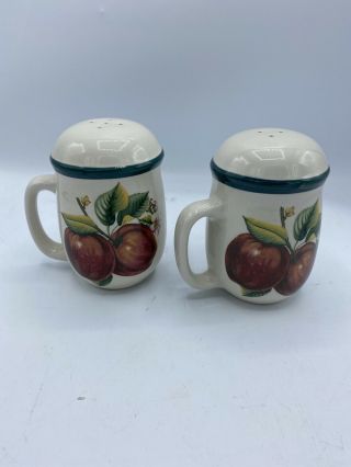 Stove Top Salt & Pepper Set Apples Casuals By China Pearl Height 4 1/2 3/5 Hole