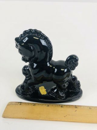 Royal Haeger Mid Century Modern Black Glossy Glaze Figural Trojan Horse Figurine