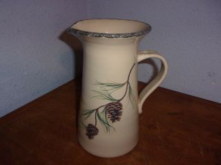 Home & Garden Party Northwoods Pinecones Large Pitcher 2004 Made In Usa