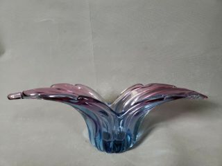 Barbini Murano Sommerso Pink And Blue Hues Italian Art Glass Wing Bowls