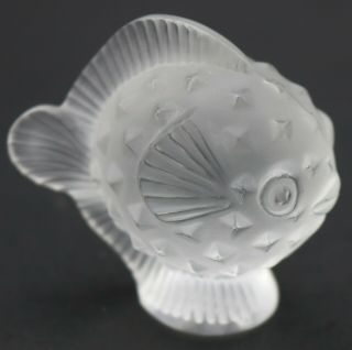 Fantastic Lalique Crystal Clear Puffer Fish Art Glass Paperweight Sculpture