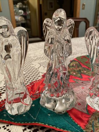 Waterford Crystal Nativity Angels Set of 3 Praying Lute Horn With Boxes 3