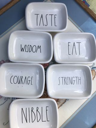 6 Rae Dunn Artisan Taste/nibble/eat Small Snack Trays Large Letters