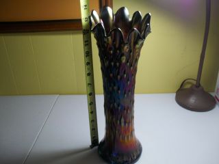 Carnival Glass Iridescent Amethyst 14 " Tall Tree Trunk Vase