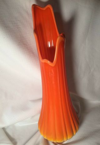 Huge Mid - Century Modern L.  E Smith Art Viking Glass Slag Vase Bittersweet Orange