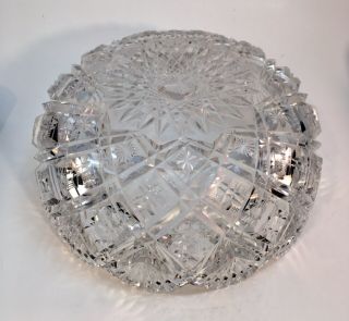 ABP American Brilliant Period Cut Glass Crystal Bowl 3.  5x9.  5” 2