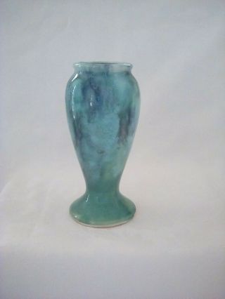 Vtg Mccoy Brush Art Pottery Mottled Green Onyx 6.  5” Vase 745 Made In Usa