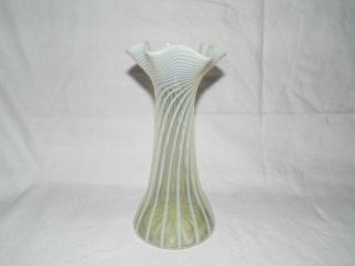 Fine Victorian John Walsh Walsh Opalescent Vaseline Glass Vase C1890 Exc 20cm
