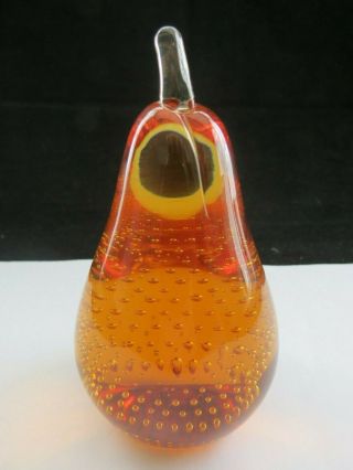 Whitefriars 1980 Ray Annenberg Controlled Bubble Pear In Gold