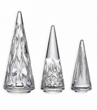 Waterford Crystal Christmas Trees (set Of 3) Figurines Sculptures