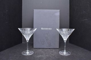 Waterford Crystal Lismore Diamond Martini Pair W Box Set 2 Stemware Barware