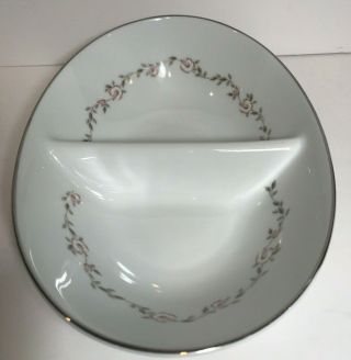 Noritake Japan Harley Porcelain Divided Oval Serving Bowl 6420 Pink White Flower