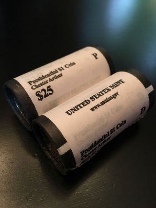 2012 Chester Arthur $1 P&d Wrapped Roll Set Presidential Dollars