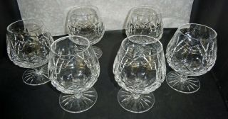 6 Waterford Lismore 5 ¼” Brandy Snifter Glasses Gothic Etched Mark Pristine