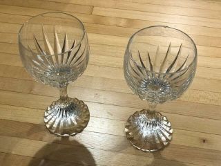 Set Of 2 Chipped Baccarat Crystal Stemware Massena Water/wine Goblets 7 " Tall