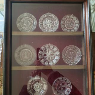 Early American Lacy Flint Glass Cup Plates & Pairpoint in Shadow Box Frame 2