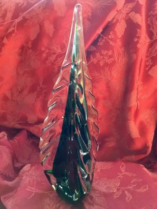 Flawless Exquisite Murano Italy Glass 12” Crystal Christmas Tree Sculpture