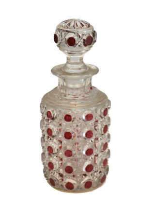 Baccarat Cut Glass Cranberry Cut To Clear Perfume Bottle,  Circa 1920