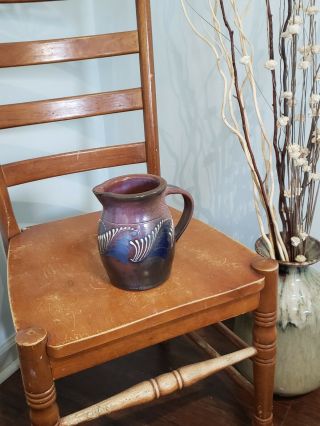 Vintage David Eldreth Pottery Salt Glazed Stoneware Pottery Pitcher 3