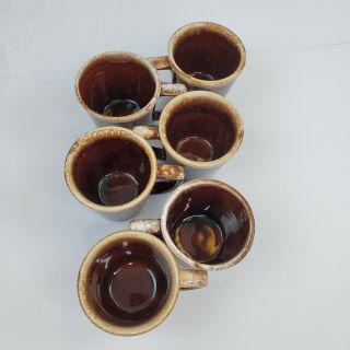 Set of 6 Vintage McCoy Pottery Brown Drip Glazed Mugs Coffee Cups 3