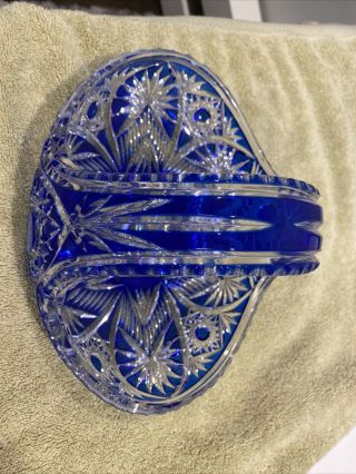 Vtg Bohemian Czech Vintage Crystal 9 " Basket Hand Cut Queen Lace 24 Lead Glass