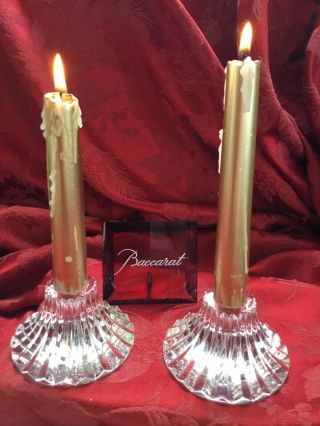 Flawless Exquisite Baccarat France 2 Massena Crystal Candlestick Candle Holders