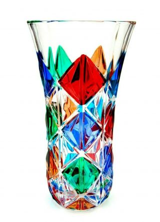 Signed Huge Magnificent Murano Diamonds Art Glass Vase W Box/ & Certificate