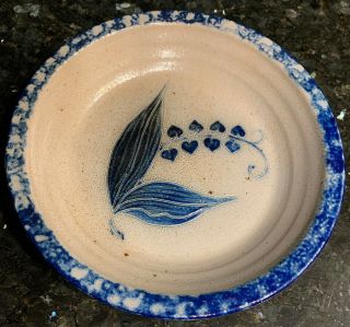2012 Eldreth Pottery Stoneware Blue Salt Glaze Floral 8 " Pie Plate
