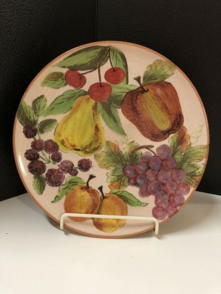 Ceramic 8.  5” Serving Plate Made In Italy Pottery Fruits Pattern Hand Painted