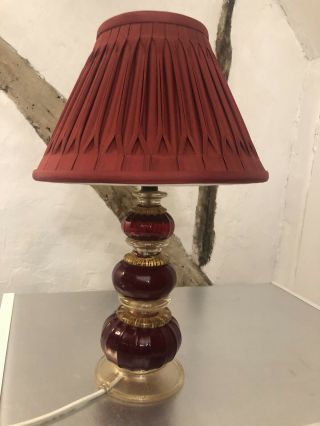 Murano Glass Lamp Barovier Toso 1960s Ruby & Aventurine Flecked Hand Blown