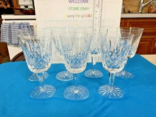 Waterford Ireland Crystal Lismore 6 - 7/8 " Wine Water Goblets Glasses Set Of 7