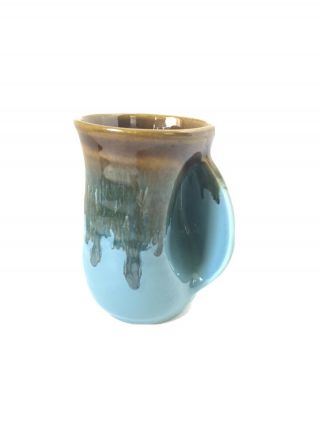Neher Pottery Oregon Right Hand Warmer Mug Coffee Tea Cup Green Blue Handmade