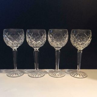 Waterford Comeragh Crystal Set Of 4 Wine Hock Glasses 7.  25 " Cr1821