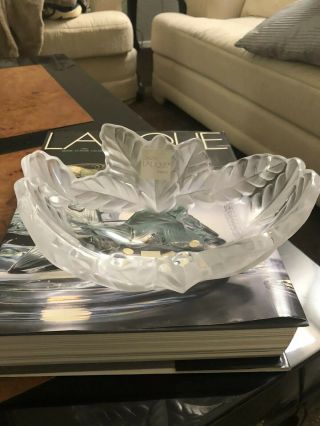 Lalique France Crystal Compiegne Frosted Oak Leaf Bowl