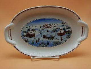 Villeroy And Boch Naif Christmas 10.  25 Inch Handled Serving Tray Laplau Design