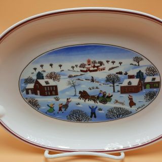Villeroy and Boch NAIF CHRISTMAS 10.  25 inch handled serving tray LaPlau design 2