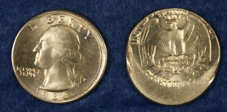 1986 - P & ?? 25c Washington Quarter Off Center/mistruck Error Coins - 2 Examples