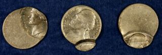 19?? 5c Jefferson Nickel Off Center/mistruck Error Coins - 3 Examples